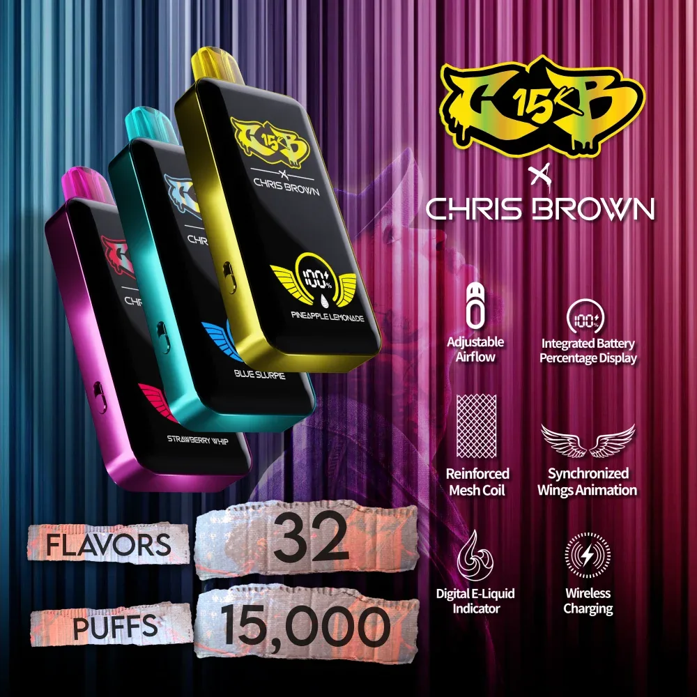 Chris Brown CB15K 15000 Puff Disposable Vape w/ Wireless Charging - Image 2