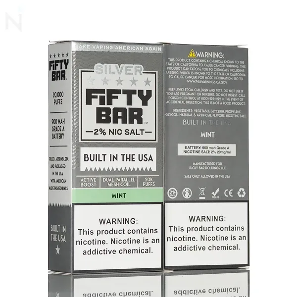 Fifty Bar V2 Silver Series 20mg Disposable Vape - Image 2