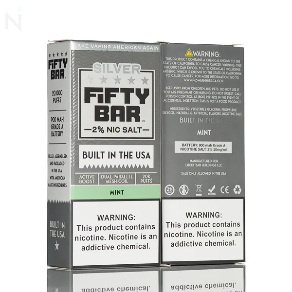 Fifty Bar V2 Silver Series 20mg Disposable Vape - Image 2