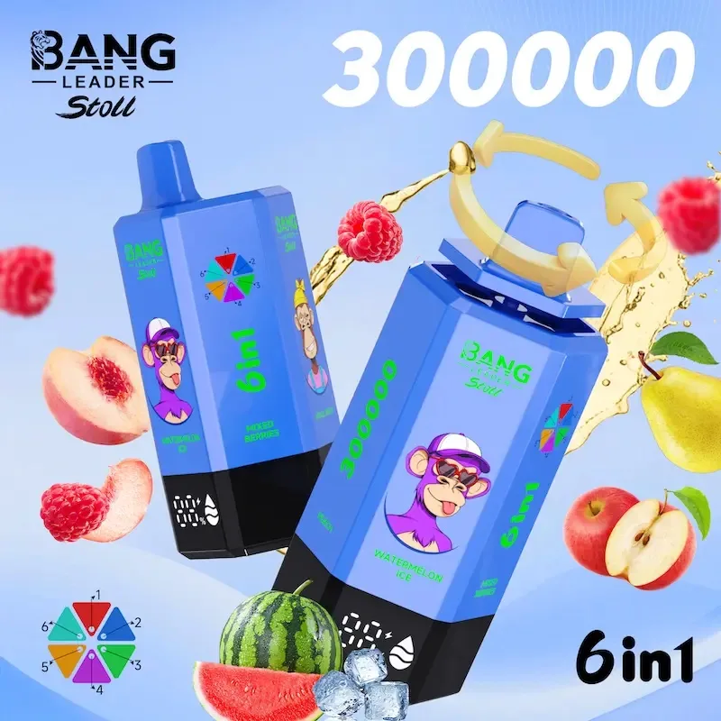 New Bang Leader 300K Puffs 300000 6 In 1 Vape – 65ml Capacity, 0%/2%/5% Nicotine,12 Flavors Bang Stoll