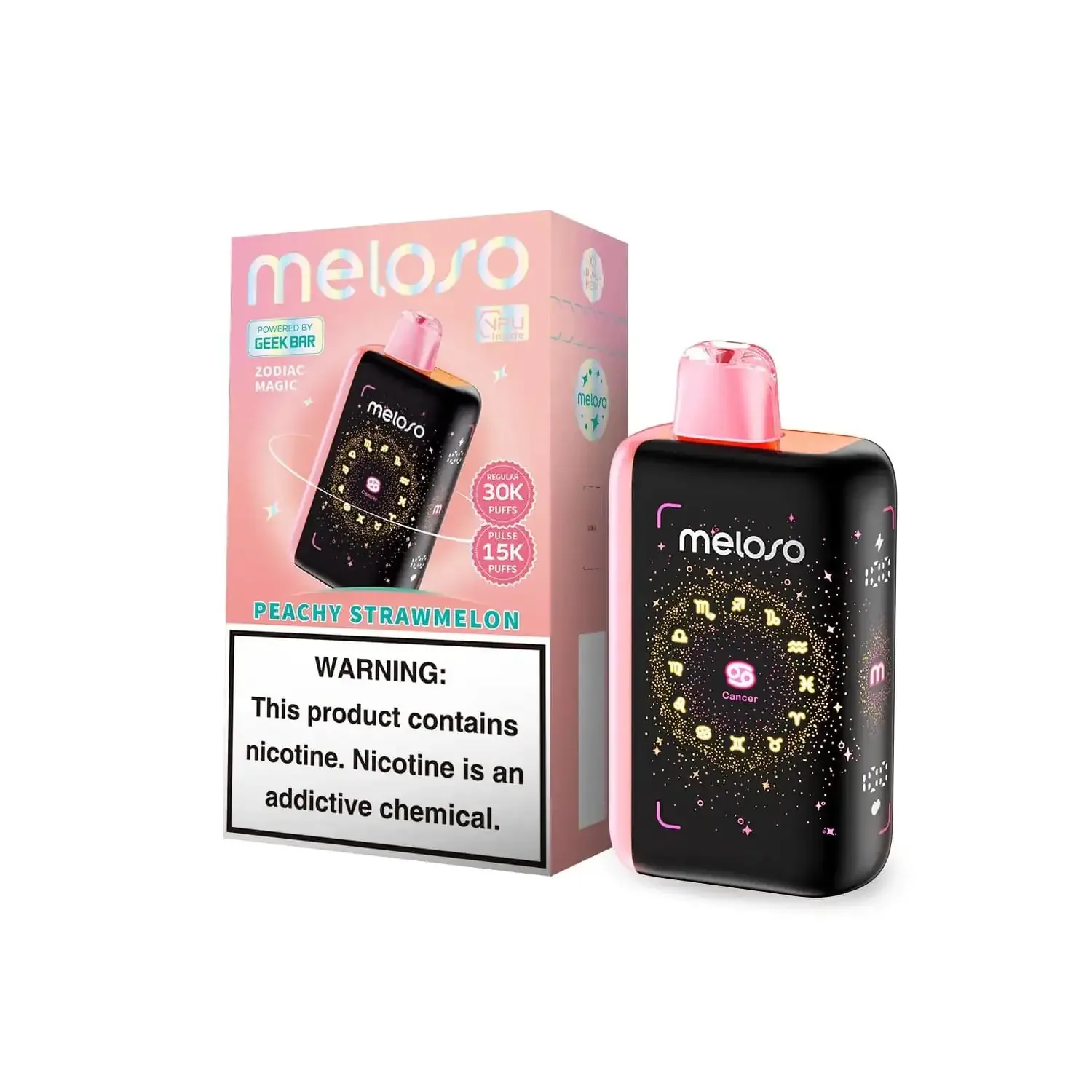 Peachy Strawmelon - Geek Bar Meloso Bar 30k Disposable Vape