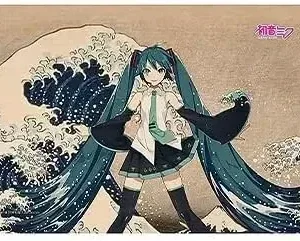 Presence Hokusai Hatsune Miku Bath Towel Polyester 23.6x47.2in
