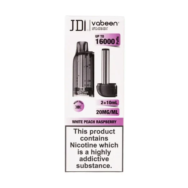 White Peach Raspberry Vabeen Starmix 16000 Prefilled Pod + Refill by JDI