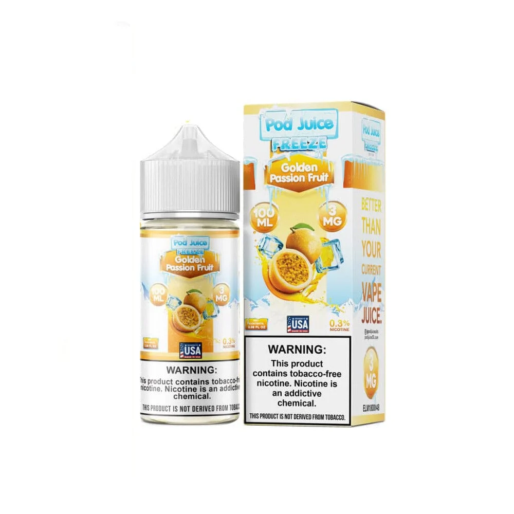 Golden Passionfruit Freeze by Pod Juice Series E-Liquid 100mL (Freebase)