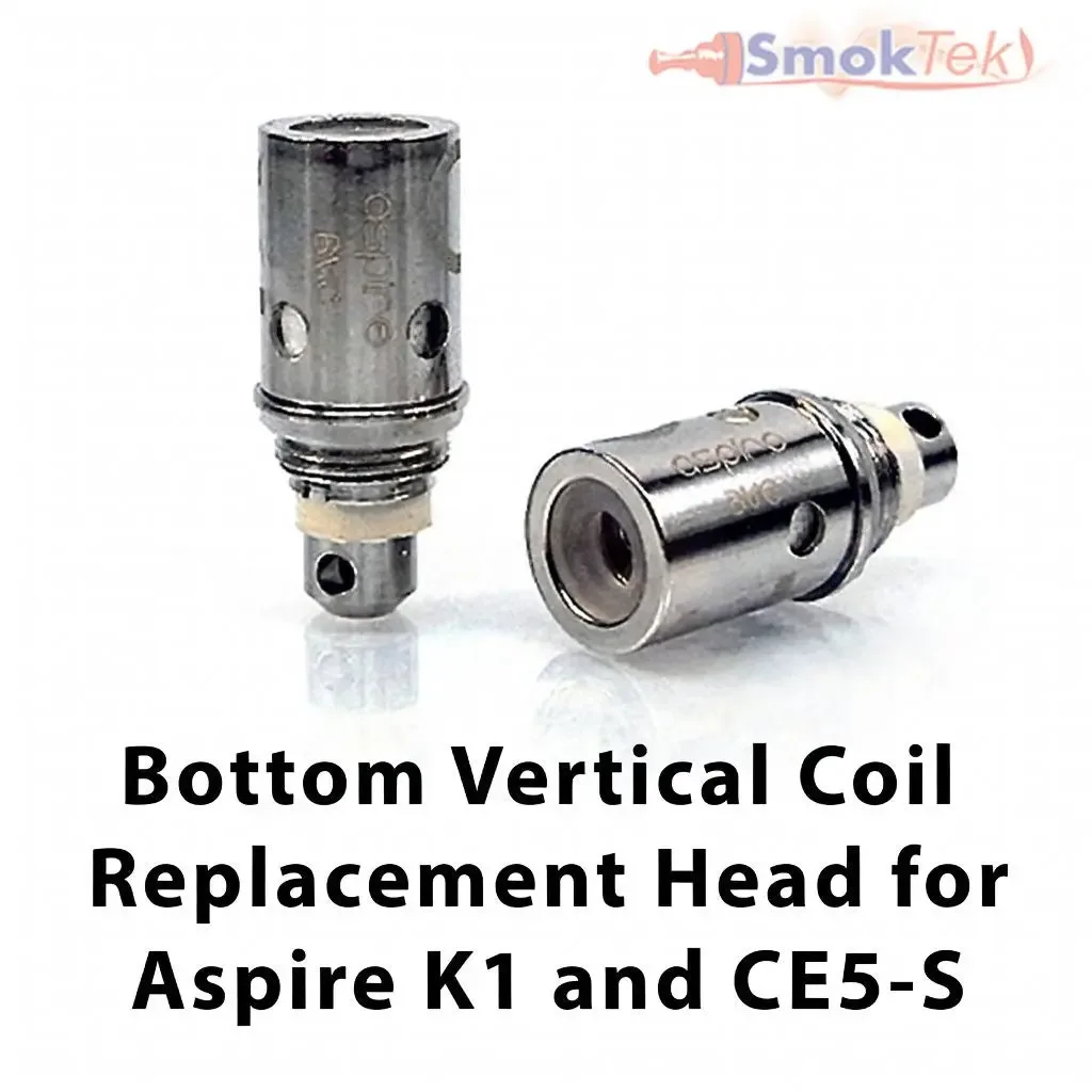 Aspire Bottom Vertical Coil Replacement Head for Aspire K1/CE5-S/Spryte - 5 Pack