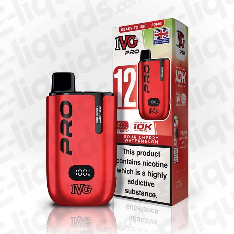 IVG Pro 12 20mg Sour Cherry Watermelon Prefilled Pod Kit