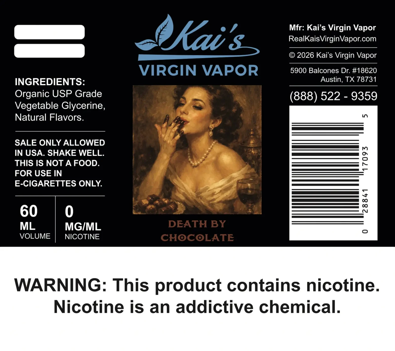 Death by Chocolate Vape Juice | Clean, Lab-Tested | Kai’s Virgin Vapor - Image 2