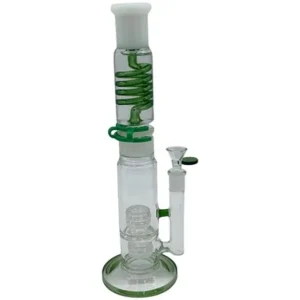 13.5" Spiral Glass Water Pipe w/ Double Diamond Percolator