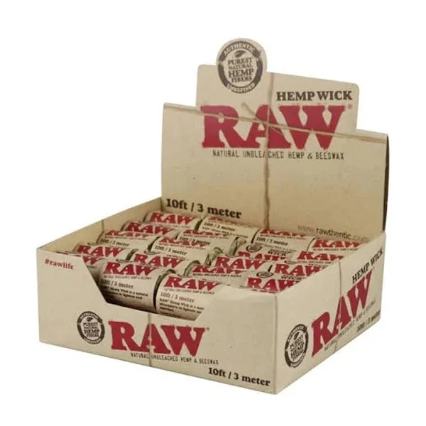 Raw* (DISPLY 40pc)(Hemp Wick)(10ft/3m)
