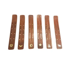 Brown Flat Wood Star Incense Burner