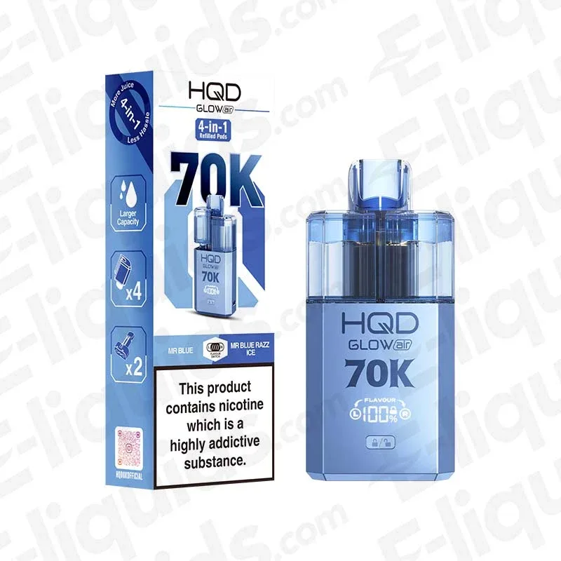 HQD Glow Air 70K Mr Blue-Mr Blue Razz Ice Prefilled Pod Kit