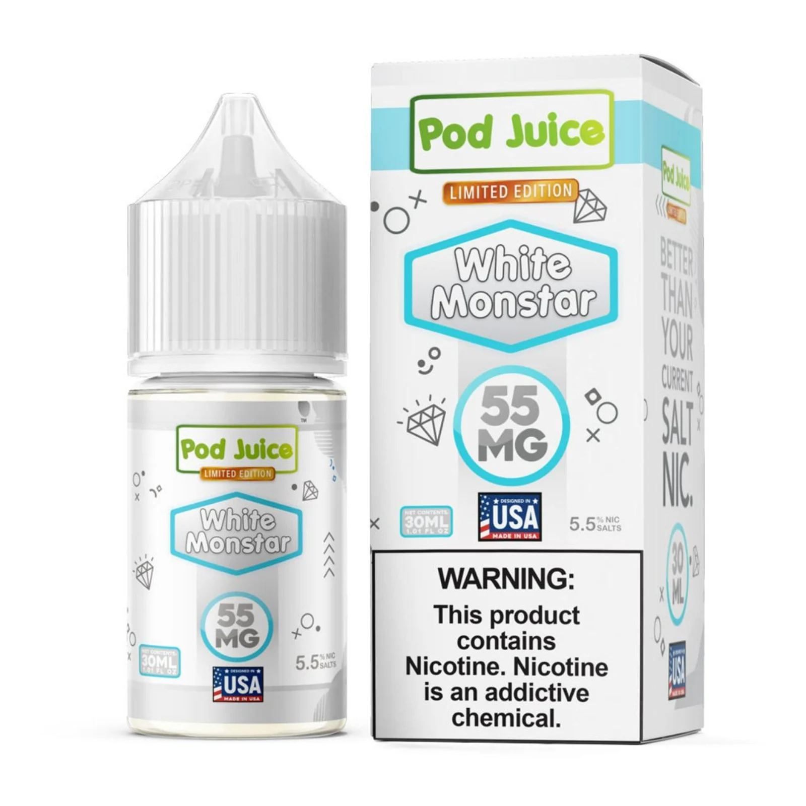 White Monstar Pod Juice TFN Salts 30mL