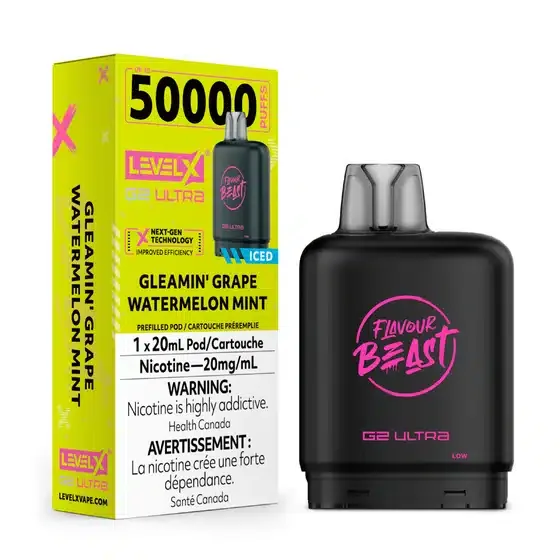 Level X Flavour Beast G2 Ultra Gleamin’ Grape Watermelon Mint Iced (6/box)