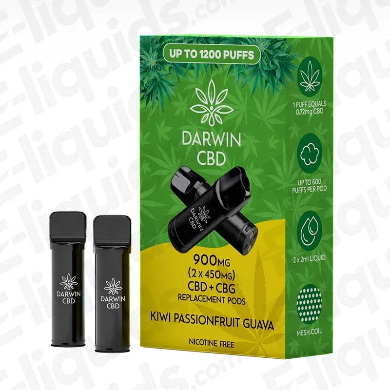 Darwin CBD+CBG 900mg Kiwi Passionfruit Guava (2 x 450mg) Prefilled Pod