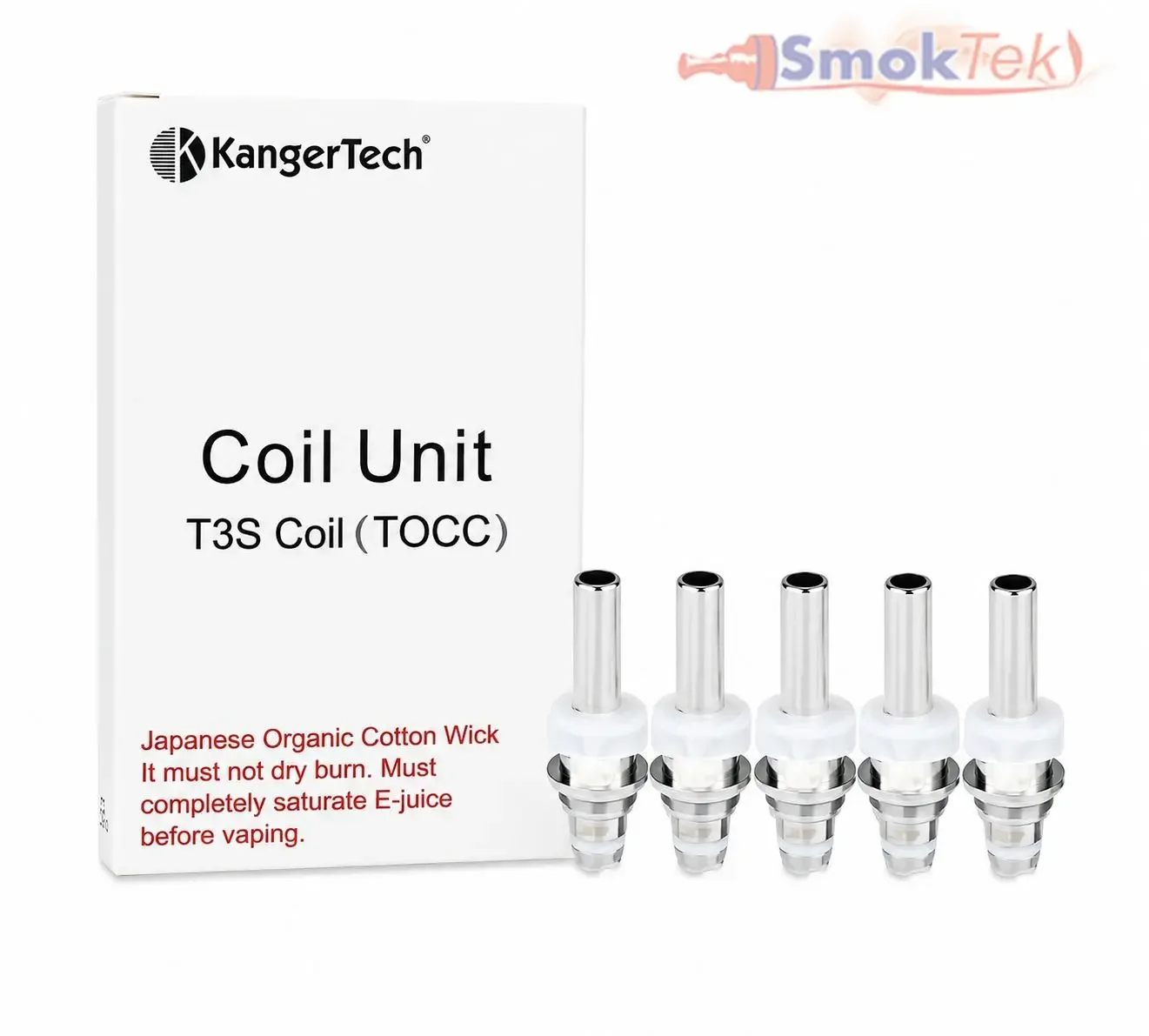 Kanger T3s TOCC Replacement Coil Head — Japanese Organic Cotton (5-Pack)