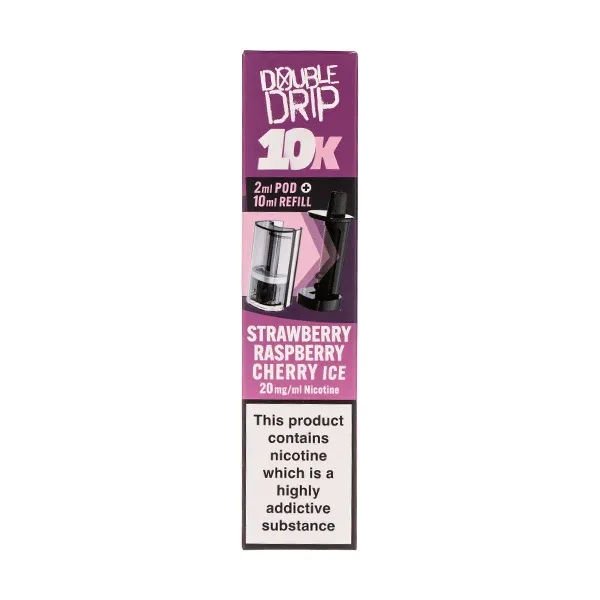 Strawberry Raspberry Cherry Ice 10k Prefilled Pod + Refill by Double Drip