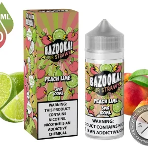 Peach Lime BAZOOKA SOUR STRAWS 100ml