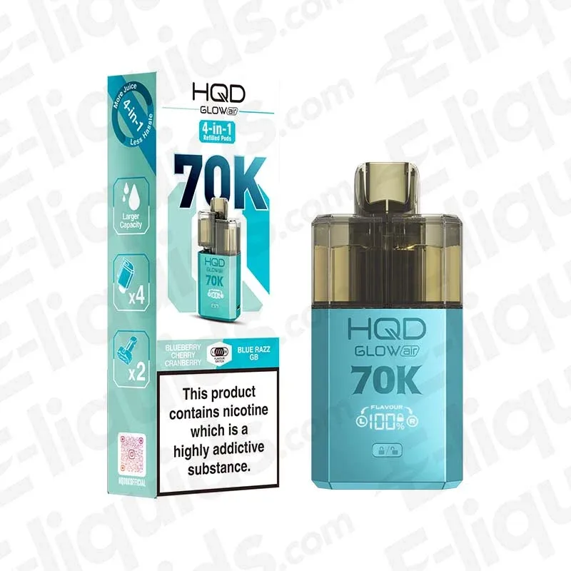 HQD Glow Air 70K Blueberry Cherry Cranberry-Blue Razz GB Prefilled Pod Kit