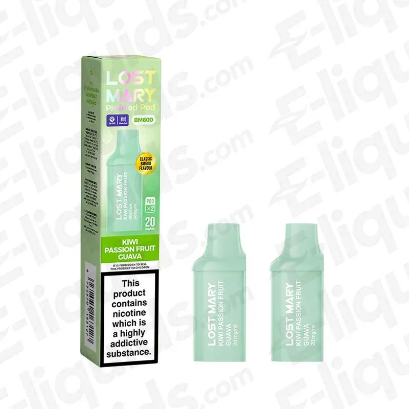 Lost Mary BM600 Kiwi Passion Fruit Guava Prefilled Pods 2 Pack