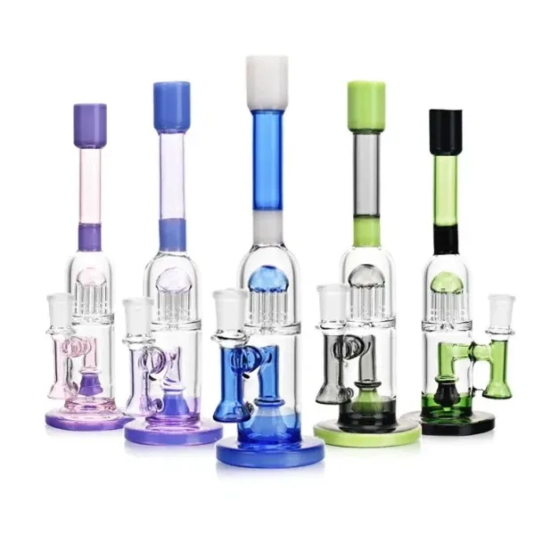 9" Double Perc Dry Herb Glass