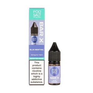 Blue Menthol Nic Salt E-Liquid by Pod Salt Bar X