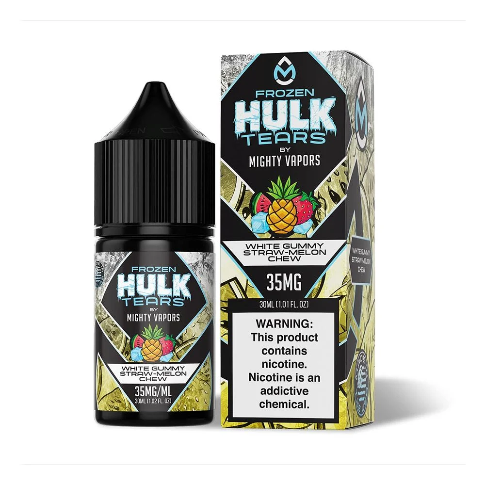 Frozen White Gummy Straw-Melon Chew | Mighty Vapors Hulk Tears Salts | 30mL
