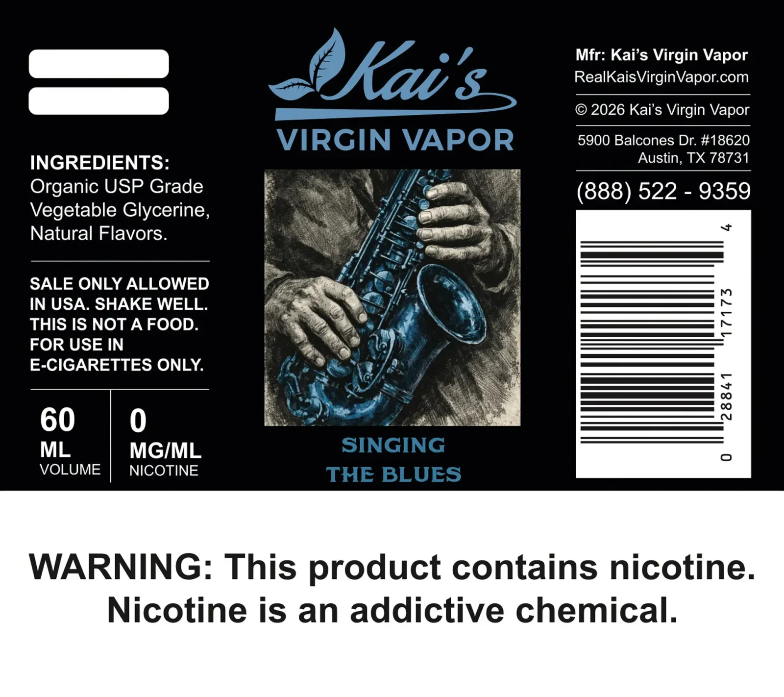Singing the Blues Vape Juice | Clean, Lab-Tested | Kai’s Virgin Vapor - Image 2