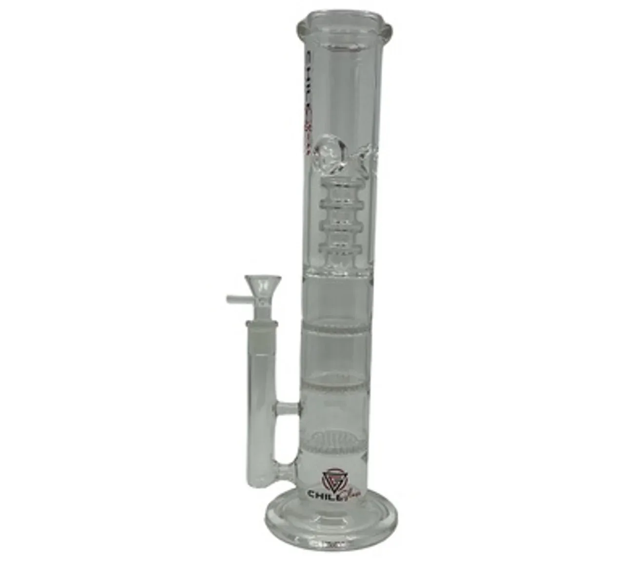14" Chill Glass Triple Honeycomb Disc Water Pipe w/ Barrel Percolator & Ice Catcher