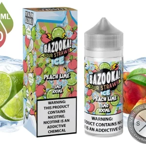 Ice Peach Lime BAZOOKA SOUR STRAWS 100ml
