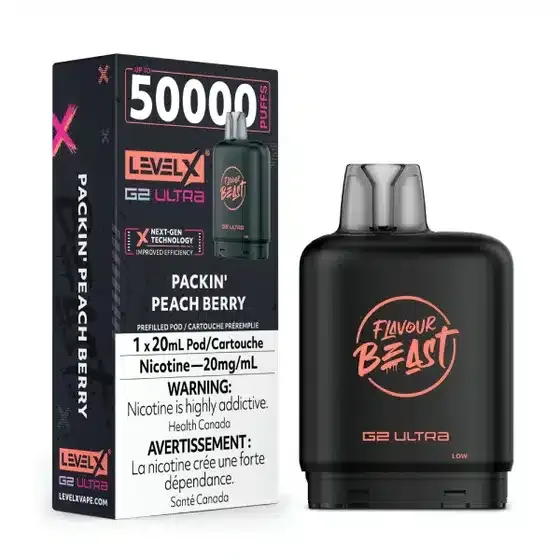 Level X Flavour Beast G2 Ultra Packin’ Peach Berry (6/box)