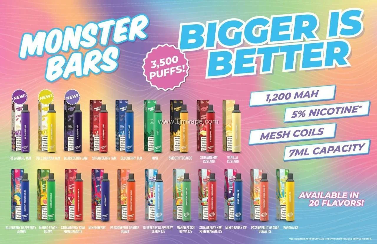Monster Bars Bar XL 3500 Puffs Disposable Vape Pen by Jam Monster