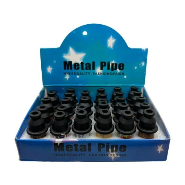 Metal Pipe - Nipple Metal Bullet One Hitter Pipes (Assorted Designs)