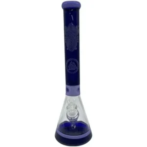 18.5" Blue Decal Embossed Glass Beaker Water Pipe with Ice Catcher