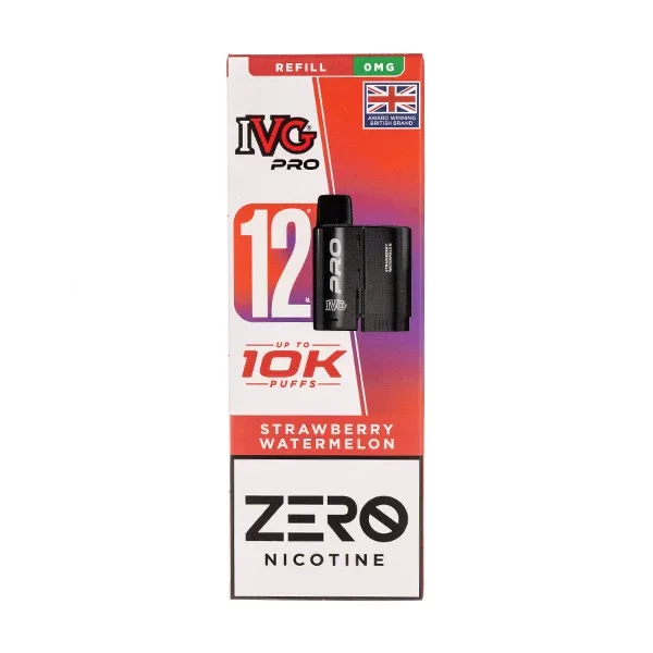 Strawberry Watermelon Pro 12 Prefilled Pod + Refill by IVG (Nicotine Free)