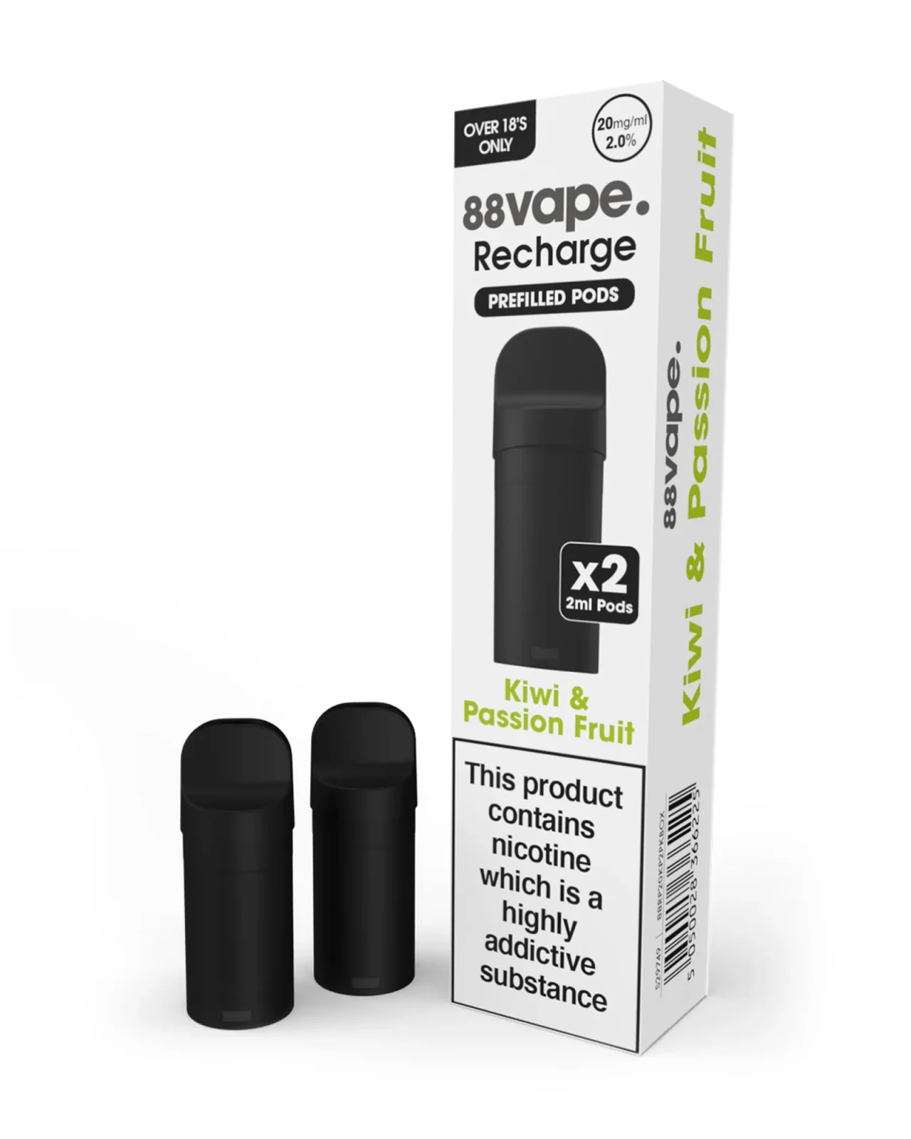 88Vape Recharge Kiwi Passion Fruit Pods (x2) - Exp 29/06