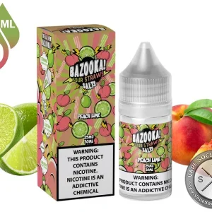 Peach Lime BAZOOKA SOUR STRAWS SALT 30ml