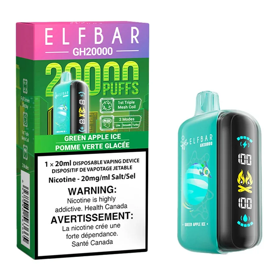 Elf Bar GH20K Disposable Vape Device - Green Apple Ice 20ml