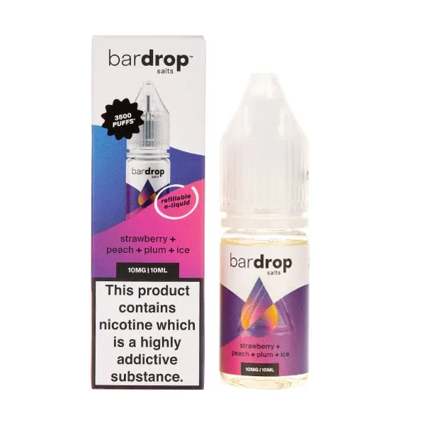 Strawberry Peach Plum Ice Nic Salt E-Liquid by Bar Drop