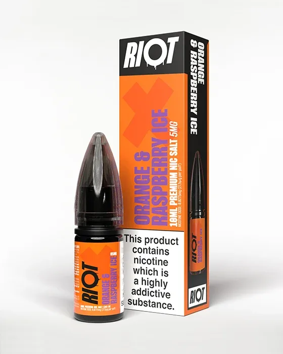 Orange & Raspberry Ice Nic Salt E-Liquid - Riot X - Image 2