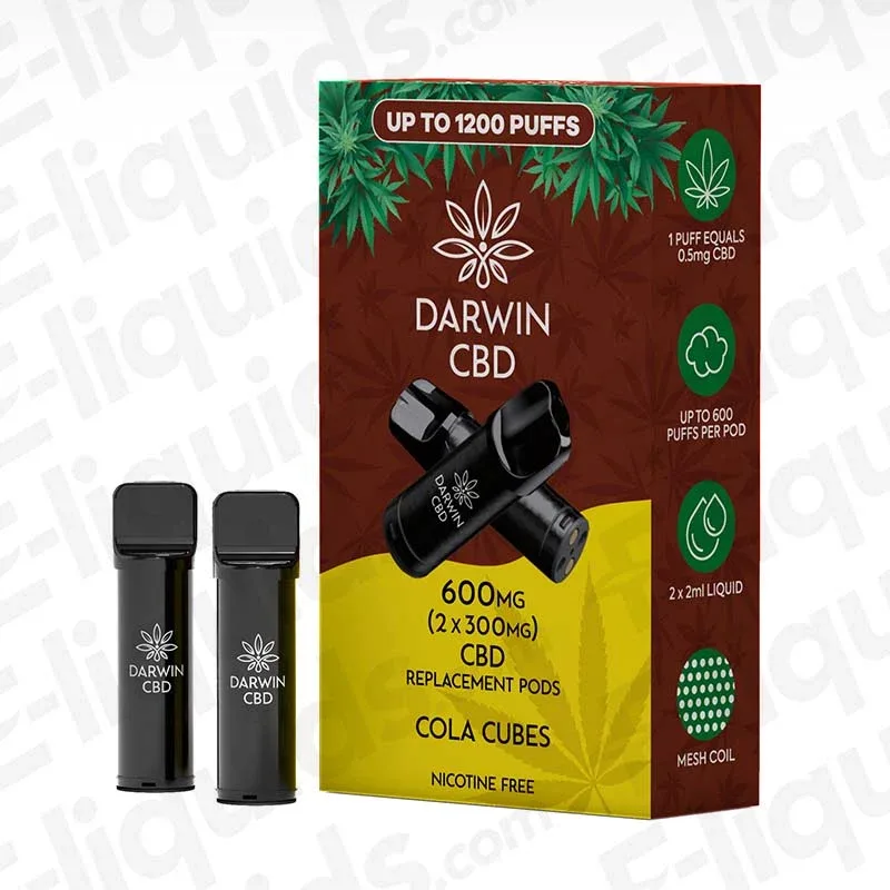 Darwin CBD 600mg Cola Cubes (2 x 300mg) Prefilled Pod