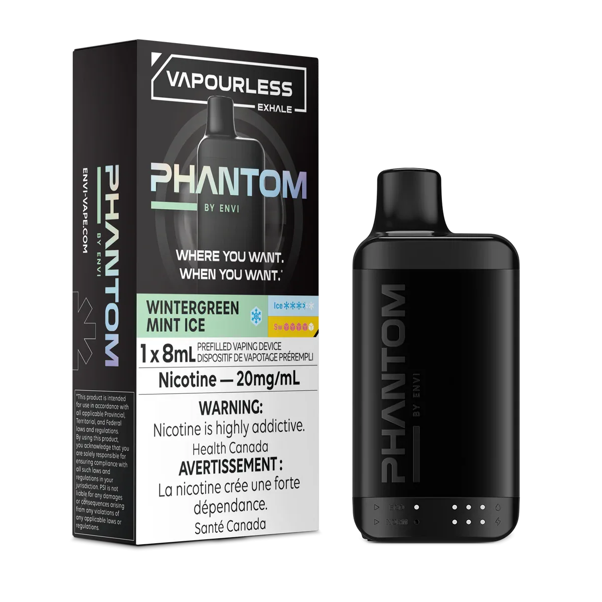 Phantom Vapourless Exhale Disposable by Envi – Wintergreen Ice (Sold Individually)