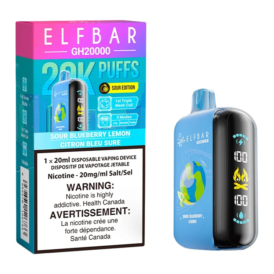 Elf Bar GH20K Disposable Vape Device - Sour Blueberry Lemon 20ml