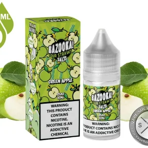 Green Apple BAZOOKA SOUR STRAWS SALT 30ml