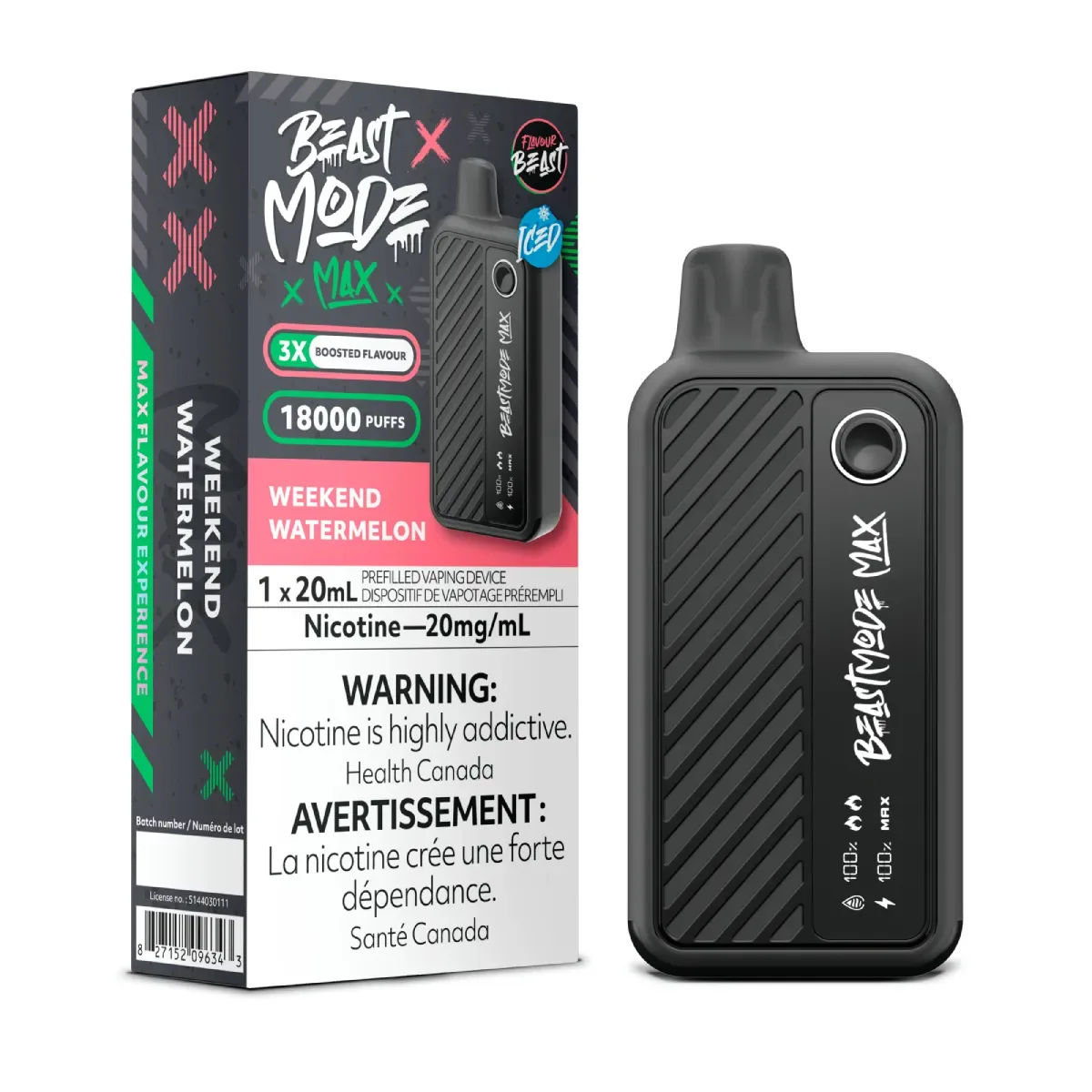 Flavour Beast Beast Mode Max 18K Disposable Weekend Watermelon Iced
