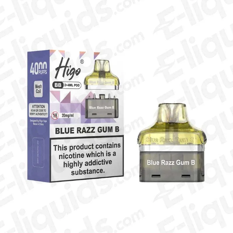 Higo BB 4000 Blue Razz Gum B Prefilled Pod