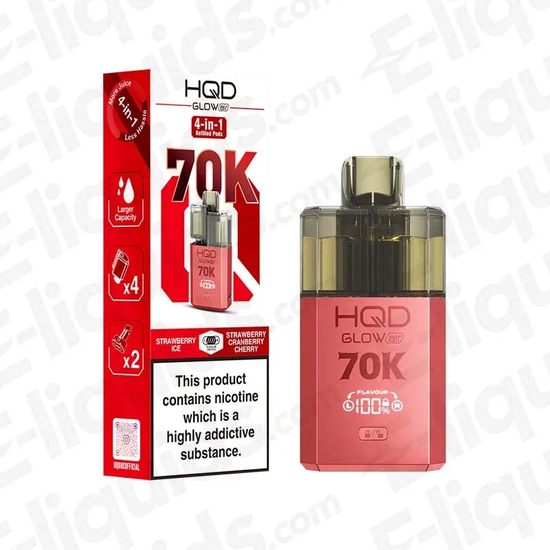 HQD Glow Air 70K Strawberry Ice-Strawberry Cranberry Cherry Prefilled Pod Kit