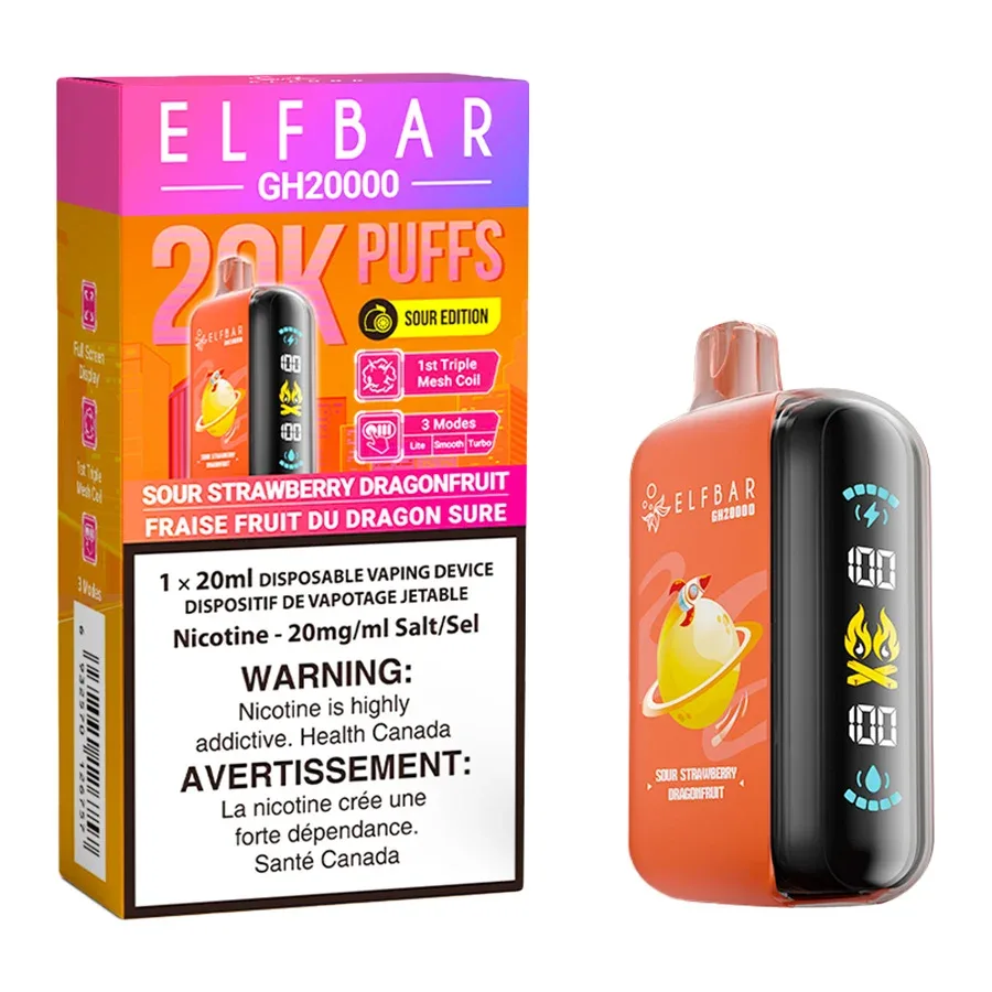 Elf Bar GH20K Disposable Vape Device - Sour Strawberry Dragonfruit 20ml
