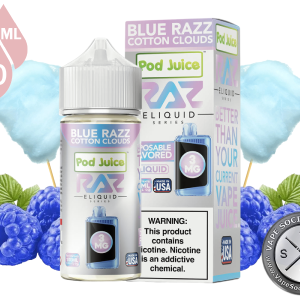 Blue Razz Cotton Clouds | Pod Juice x RAZ E-Liquid 100ml