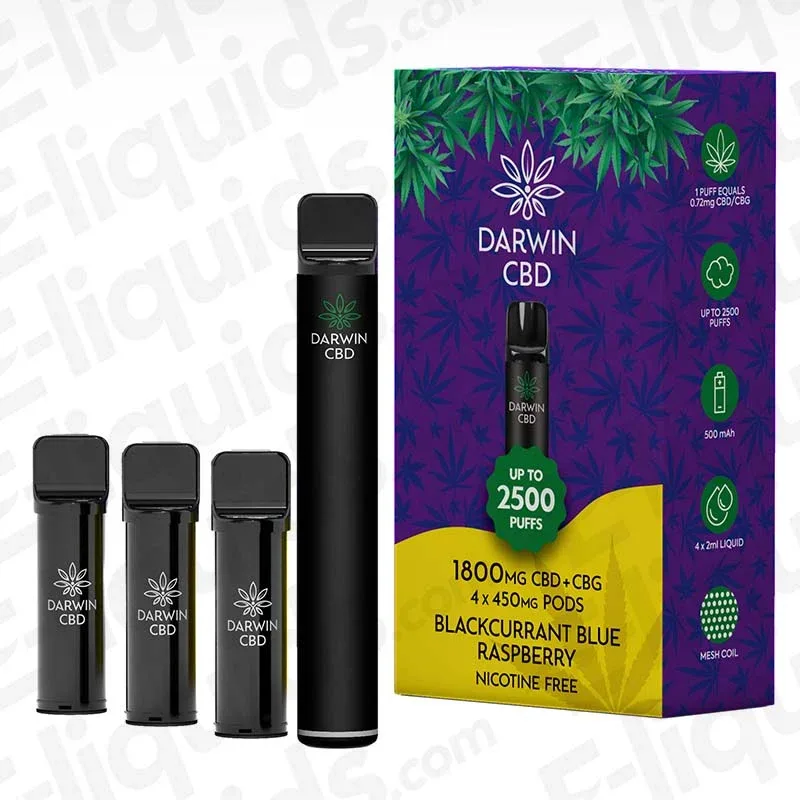 Darwin CBD+CBG 1800mg Blackcurrant Blue Raspberry Prefilled Pod Kit