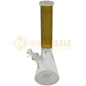 14" Beaker Glass Water Pipe w/ Texturized Neck & Base and Ice Catcher